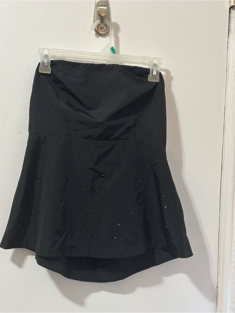 Strapless Black Peplum top with black rhinestones